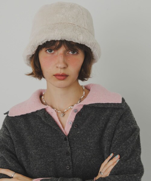 SMELLY（スメリー）の「ファーバケットハット（ハット・レディース・IVO/BLK/BRN・-）」の6枚目の写真