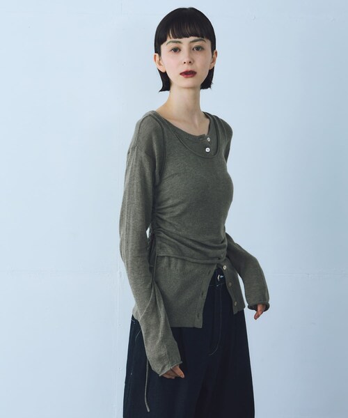 THE GOODLAND MARKET（ザグッドランドマーケット）の「cwtch　LAYERED KNIT TOPS（カーディガン/ボレロ・レディース・NAVY/RED/SAGE/B.GRAY/KHAKI・Free）」の16枚目の写真