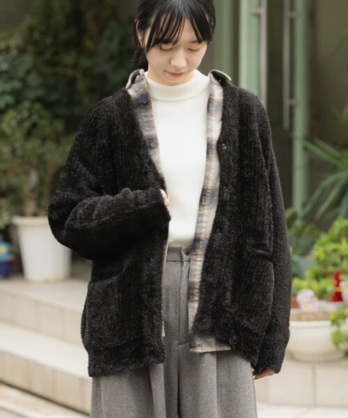 EKAL（エカル）の「OCTAカーディガンジャケット（カーディガン/ボレロ・レディース・ブラック/グレー・One）」の6枚目の写真