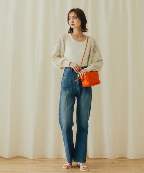 SENSE OF PLACE by URBAN RESEARCH(センスオブプレイスバイアーバンリサーチ)の「ラメバックオープンメッシュボレロ(カーディガン/ボレロ・レディース・CHARCOAL/IVORY/PURPLE・one)」の8枚目の写真