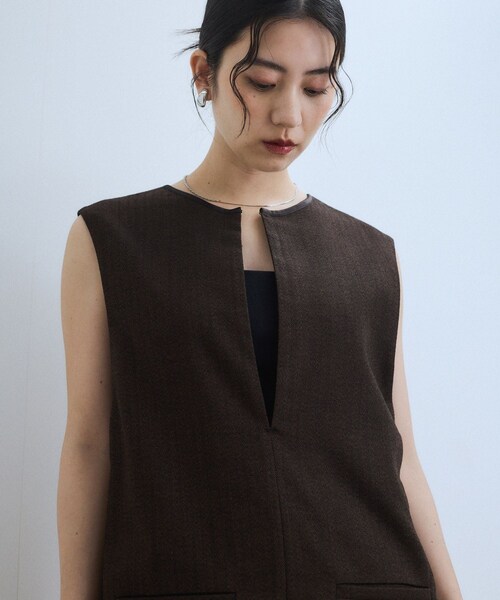 ADAM ET ROPE'（アダムエロペ）の「【WEB限定】2WAY MIXツイードジャンパースカート（ワンピース・レディース・ブラック系/ダークブラウン/ベージュ系・36/38）」の18枚目の写真