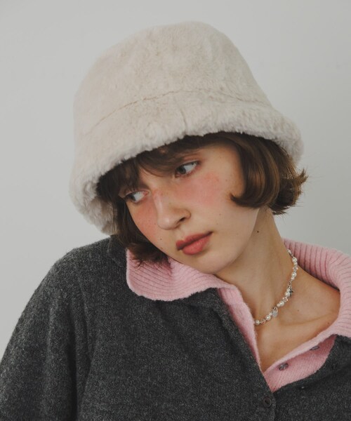 SMELLY（スメリー）の「ファーバケットハット（ハット・レディース・IVO/BLK/BRN・-）」の4枚目の写真