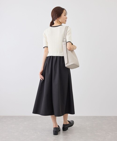 ROPE' PICNIC(ロペピクニック)の「メタル釦布帛ドッキングハーフスリーブニットワンピース(ワンピース・レディース・キナリ系/ネイビー/ピンク・M/S)」の17枚目の写真