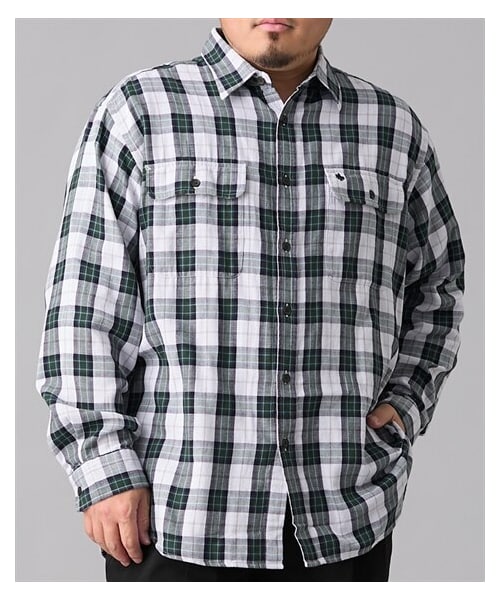 nissen（ニッセン）の「綿100％ダブルガーゼチェック柄レギュラーカラーシャツ　POLO　BCS　【大きいサイズ】（シャツ/ブラウス・メンズ・430グリーンチェック/530ブルーチェック・3L/4L/5L）」の3枚目の写真