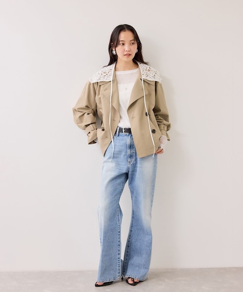 VIS（ビス）の「ショートトレンチコート/UVケア・撥水・花粉ガード（トレンチコート・レディース・ベージュ系/ネイビー・F）」の11枚目の写真