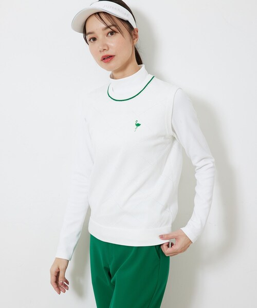 ROPE'(ロペ)の「【ECO】ダイヤ柄ニットベスト(ベスト・レディース・ホワイト/ブルー・L/M/S)」の2枚目の写真