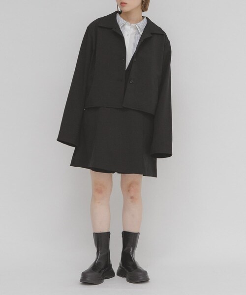 KBF（ケイビーエフ）の「コンパクトBOXジャケット（テーラードジャケット・レディース・D.BROWN/BLACK・one）」の11枚目の写真