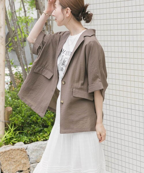 ITEMS URBANRESEARCH（アイテムズ アーバンリサーチ）の「シアードルマンジャケット（テーラードジャケット・レディース・WHT/BLK/BRN/CHK・FREE/Free）」の4枚目の写真