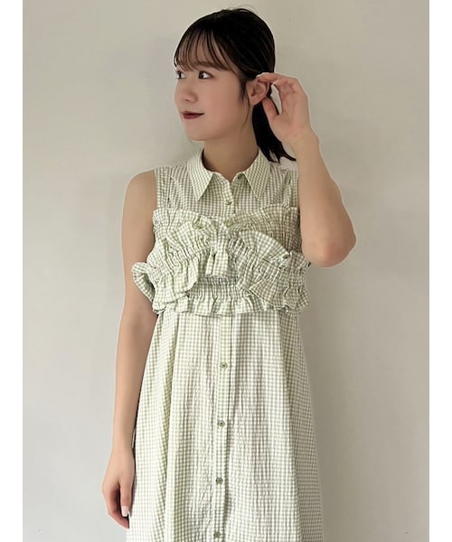 dazzlin（ダズリン）の「ギャザービスチェSETシャツワンピース