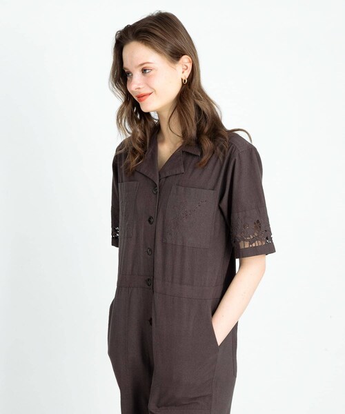 URBAN RESEARCH Sonny Label（アーバンリサーチサニーレーベル）の「エンブロイダリーコットンオールインワン（サロペット/オーバーオール・レディース・チャコールブラウン/ブラック・36/38）」の21枚目の写真