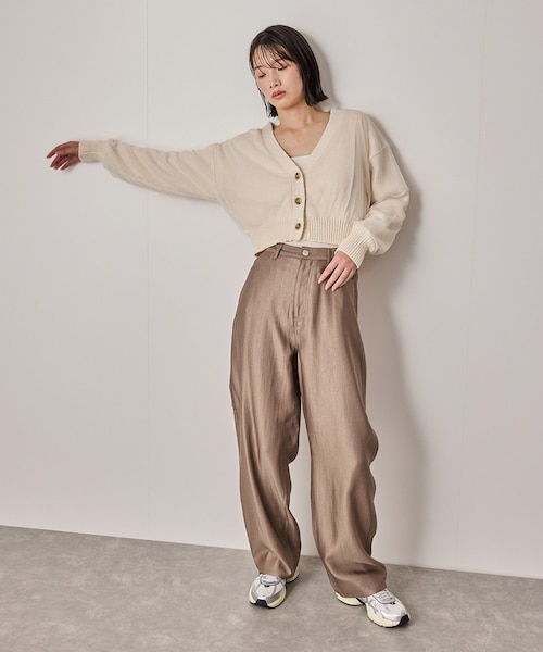 NERGY（ナージー）の「【ウォッシャブル対応】チュールコンビニットカーディガン（カーディガン/ボレロ・レディース・グレー/オフホワイト・F）」の8枚目の写真