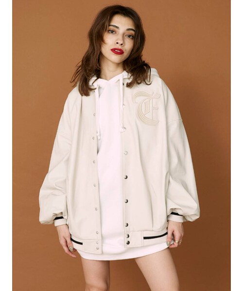 EVRIS（エヴリス）の「リブラインロゴスタジャン（ブルゾン・レディース・アイボリー/ブラック/ベージュ・F）」の9枚目の写真