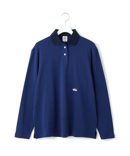 ADAM ET ROPE'（アダムエロペ）の「【HOMME girls×FRUIT OF THE LOOM】Long Sleeve Polo（ポロシャツ・レディース・ネイビー・S）」の2枚目の写真