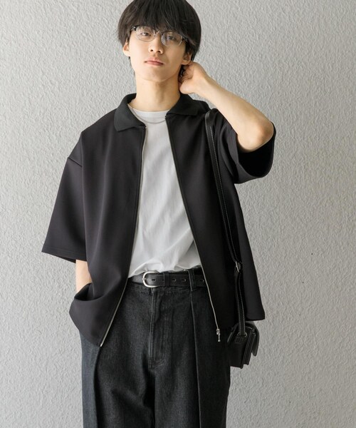 SENSE OF PLACE by URBAN RESEARCH（センスオブプレイスバイアーバンリサーチ）の「『ユニセックス』ZIPカーディガンTシャツ(5分袖)（カーディガン/ボレロ・メンズ・BEIGE/BLACK/BLUE・M/L）」の13枚目の写真