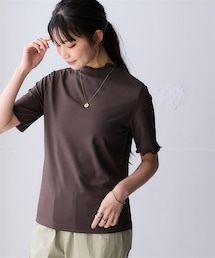 nissen | 細リブハイネック5分袖カットソープルオーバー＜大きいサイズ有＞(Tシャツ/カットソー)