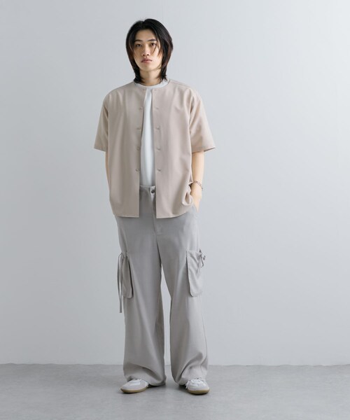 SENSE OF PLACE by URBAN RESEARCH(センスオブプレイスバイアーバンリサーチ)の「ノーカラーシャツ(5分袖)(シャツ/ブラウス・メンズ・GRAY/BEIGE/BLUE・S/M/L)」の18枚目の写真