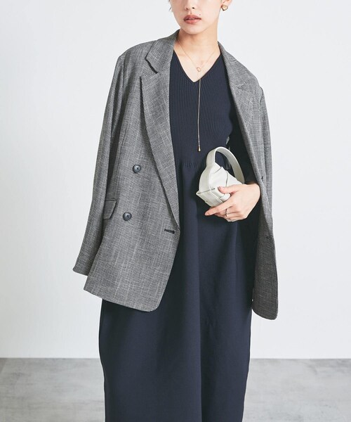 URBAN RESEARCH ROSSO（アーバンリサーチロッソ）の「カラミダブルジャケット（テーラードジャケット・レディース・black×off/beige×off・36/38）」の17枚目の写真