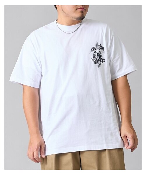 nissen（ニッセン）の「綿100％バックプリント半袖Tシャツ（サーフボード×ハイビスカス柄）　T＆C　【大きいサイズ】（Tシャツ/カットソー・メンズ・01ホワイト/08ブラック/20ネイビー・3L/4L/5L/6L）」の13枚目の写真