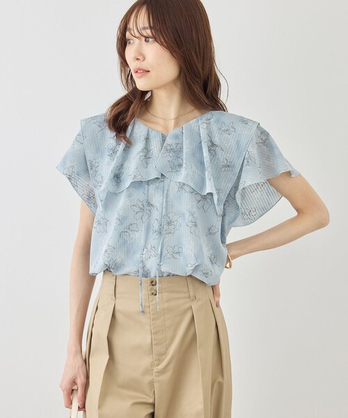 ROPE' PICNIC(ロペピクニック)の「花柄フェミニンブラウス(シャツ/ブラウス・レディース・オフホワイト/サックス/イエロー・F)」の21枚目の写真