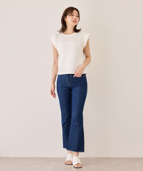 Jayro(ジャイロ)の「フレンチスリーブパールポンチカットソー(Tシャツ/カットソー・レディース・ブラック/ホワイト系・F)」の14枚目の写真