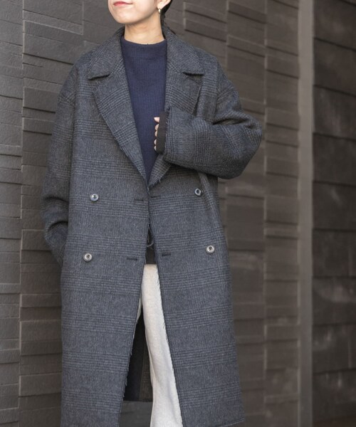 URBAN RESEARCH DOORS(アーバンリサーチドアーズ)の「FORK&SPOON チェックダブルコート(チェスターコート・レディース・BRNCHK/CHCCHK・1)」の2枚目の写真