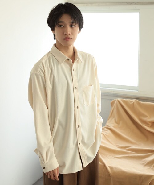 SENSE OF PLACE by URBAN RESEARCH（センスオブプレイスバイアーバンリサーチ）の「コーデュロイルーズシャツ（シャツ/ブラウス・メンズ・IVORY/BLACK/BLUE/L.KHAKI・M/L）」の8枚目の写真