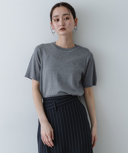 SENSE OF PLACE by URBAN RESEARCH（センスオブプレイスバイアーバンリサーチ）の「『洗濯可』プレートツキニットTシャツ(半袖)（ニット/セーター・レディース・IVORY/BLACK/GRAY・One）」の18枚目の写真
