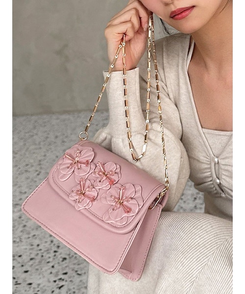 RESEXXY（リゼクシー）の「フラワーモチーフコンパクトバッグ（ショルダーバッグ・レディース・ホワイト/ピンク/ブルー・F）」の3枚目の写真