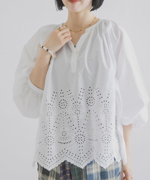 THE GOODLAND MARKET（ザグッドランドマーケット）の「FANAKA　チュニックブラウス（シャツ/ブラウス・レディース・WHITE/BLACK/BLUE・Free）」の5枚目の写真