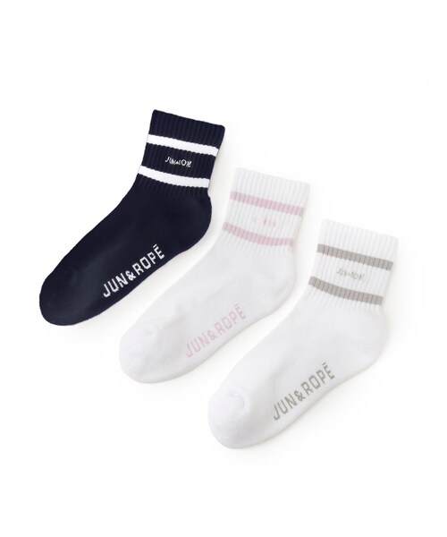 ROPE'（ロペ）の「ライン使いミディ丈ソックス（ソックス/靴下・レディース・グレー/ネイビー/ピンク・F）」の4枚目の写真