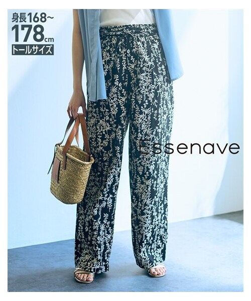 nissen（ニッセン）の「高身長　総柄イージーワイドパンツ　丈長め・トールサイズ　Essenave（パンツ・レディース・ブルー系/黒系・MTT/LTT/LLTT/3LTT/4LTT/5LTT）」の3枚目の写真