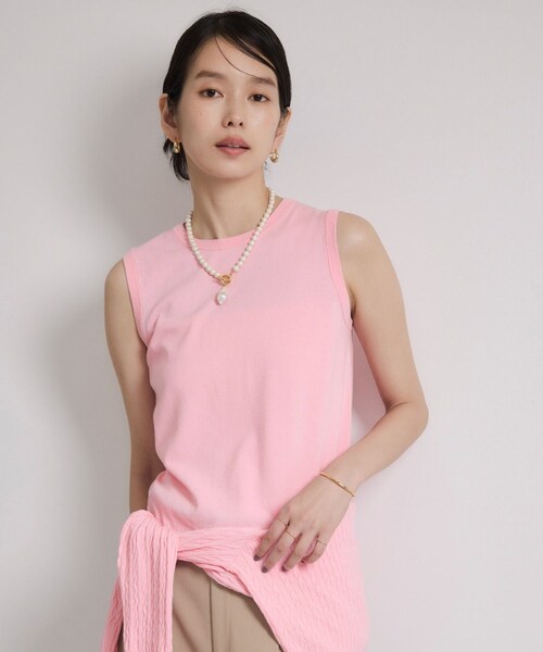 ROPE'(ロペ)の「ミニケーブルセパレートカーディガン(アンサンブル)/ イージーケア(カーディガン/ボレロ・レディース・ベージュ/ピンク系・F)」の3枚目の写真