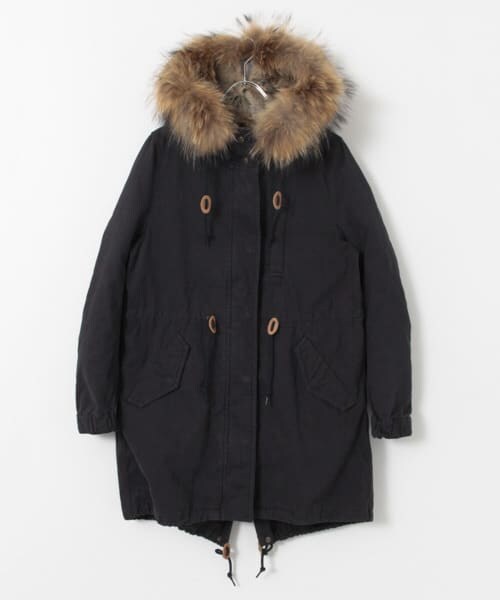 URBAN RESEARCH（アーバンリサーチ）の「ライナーダウンラビットモッズコート（モッズコート・レディース・KHAKI/NAVY・FREE）」の2枚目の写真