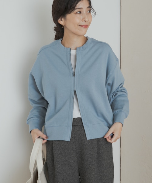 URBAN RESEARCH DOORS（アーバンリサーチドアーズ）の「『WEB/一部店舗限定カラー』コットンスウェットZIPカーディガン（カーディガン/ボレロ・レディース・GRAY/BROWN/CHARCOAL/BLUE・M）」の4枚目の写真