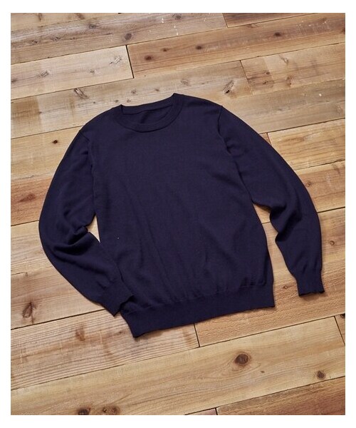 nissen（ニッセン）の「洗える綿１００％クルーネックニット（ハイゲージ）【大きいサイズ】（ニット/セーター・メンズ・グリーン系/ネイビー/チャコール/黒/ダークブルー・3L/4L/5L/6L/8L/10L）」の22枚目の写真