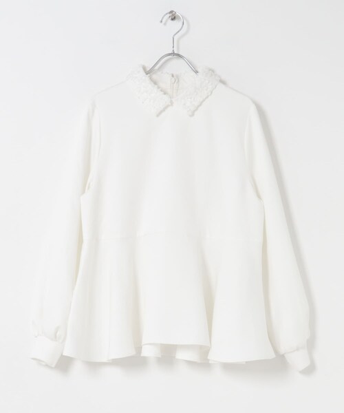 URBAN RESEARCH ROSSO（アーバンリサーチロッソ）の「F by ROSSO　レースカラーペプラムブラウス（シャツ/ブラウス・レディース・OFF WHITE/BLACK・Free）」の4枚目の写真