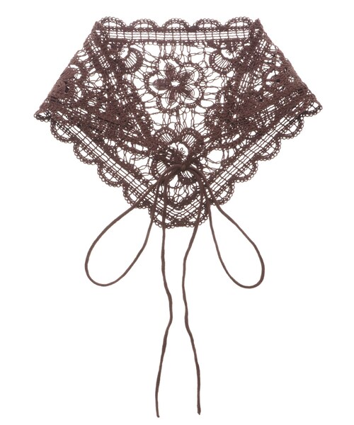 LAGUNAMOON（ラグナムーン）の「ニットレース刺繍スカーフ（マフラー・レディース・ホワイト/ブラック/ブラウン・F）」の5枚目の写真