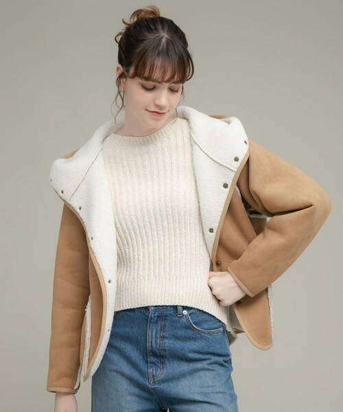 URBAN RESEARCH Sonny Label（アーバンリサーチサニーレーベル）の「ムートンリバーシブルフーディーコート（ムートンコート・レディース・CCLxCCL/IVOxBEG/OFF×CAM・36/38）」の9枚目の写真
