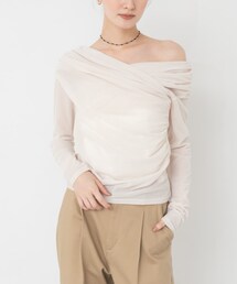 URBAN RESEARCH（アーバンリサーチ）の「ベロアオフショルドレープカットソー（Tシャツ/カットソー・レディース）」