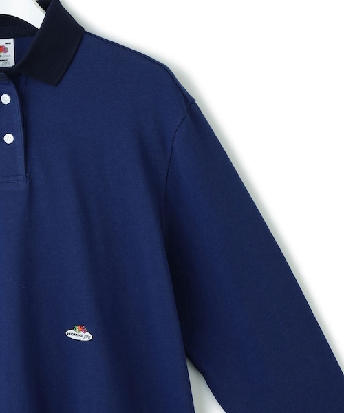 ADAM ET ROPE'（アダムエロペ）の「【HOMME girls×FRUIT OF THE LOOM】Long Sleeve Polo（ポロシャツ・レディース・ネイビー・S）」の6枚目の写真