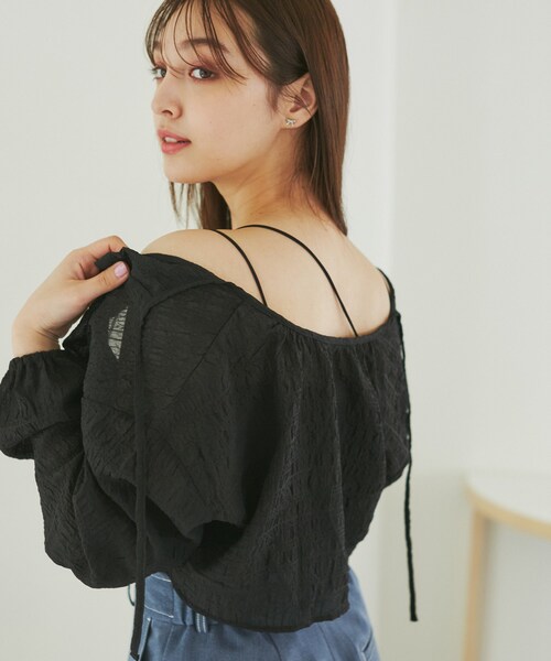 ROPE' PICNIC（ロペピクニック）の「ふくれジャガードボレロ（その他トップス・レディース・ブラック/キナリ・F）」の11枚目の写真