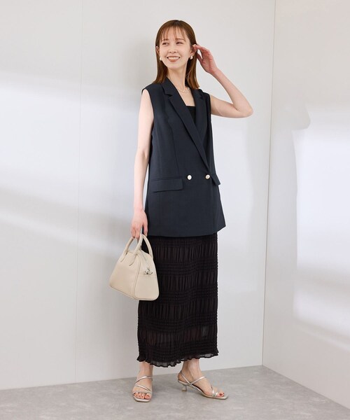 ROPE' PICNIC(ロペピクニック)の「カナパ スリーブレスジレ/セットアップ対応・UV・抗菌防臭・接触冷感(ベスト・レディース・ベージュ/グリーン系/ネイビー・38)」の15枚目の写真