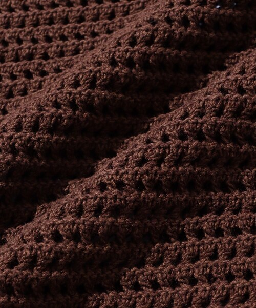 ADAM ET ROPE'（アダムエロペ）の「【AURALEE/オーラリー】TUSSAH SILK COTTON MESH KNIT SKIPPER POLO（ポロシャツ・メンズ・キナリ/ダークブラウン・3/4）」の13枚目の写真