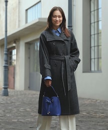 尾州シャギースタンドカラーロングコート/静電気防止・WEB限定PS・TMサイズ