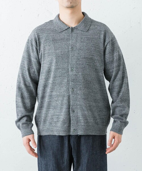 URBAN RESEARCH(アーバンリサーチ)の「ATON C/W BOUCLE POLO CARDIGAN(ニット/セーター・メンズ・TOP GRAY/BROWN/YELLOW・4/6)」の6枚目の写真