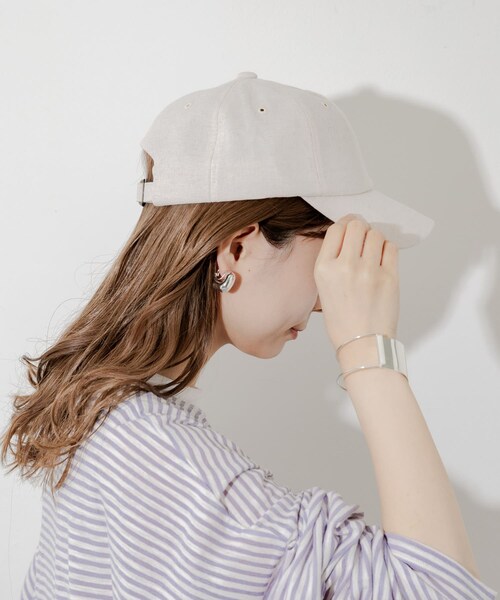 SMELLY（スメリー）の「シンプルリネンキャップ（キャップ・レディース・IVO/BEG/BLK・-）」の6枚目の写真