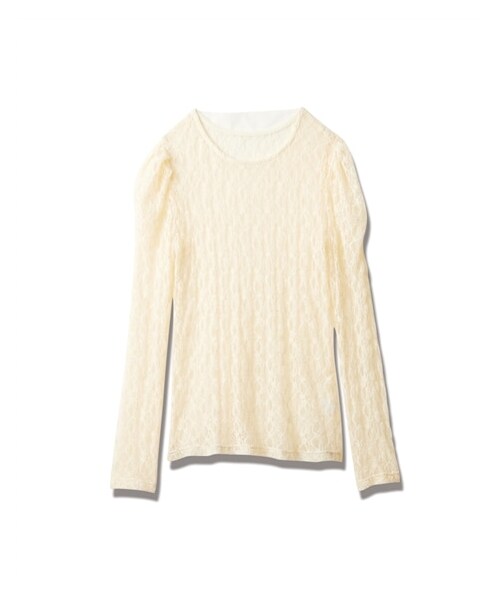 nissen（ニッセン）の「ボリューム袖レーストップス（Tシャツ/カットソー・レディース・アイボリー/黒・S/M/L/LL/3L）」の7枚目の写真