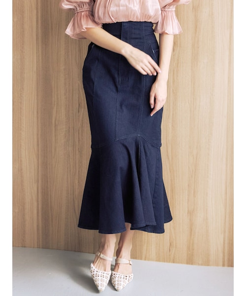 MERCURYDUO（マーキュリーデュオ）の「デニムコルセットマーメイドスカート（デニムスカート・レディース・ブルー/インディゴ・S/M）」の4枚目の写真