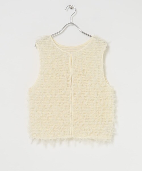 KBF（ケイビーエフ）の「チュールフリンジトップス（ベスト・レディース・IVORY/BLACK・one）」の10枚目の写真