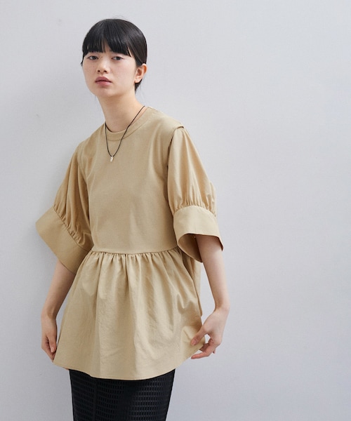 ADAM ET ROPE'（アダムエロペ）の「【サステナブル・UVカット】バウンスカフスプルオーバー（Tシャツ/カットソー・レディース・ブラック/ホワイト/ピンク/ベージュ・F）」の3枚目の写真